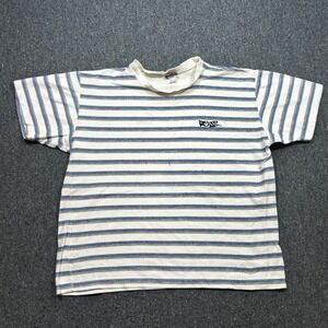 Ransom TShirt Sz L Mens White Blue Striped Skater Grunge Vintage Made in USA